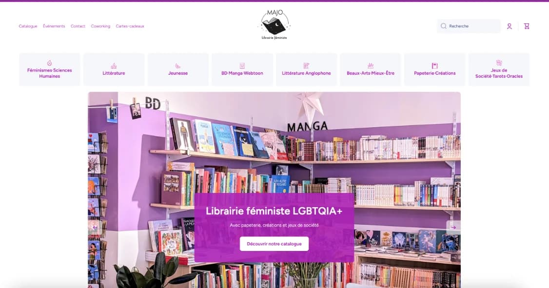Page d'accueil du site librairiemajo.com