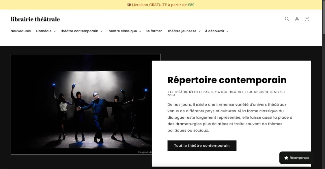 Page d'accueil du site librairie-theatrale.com