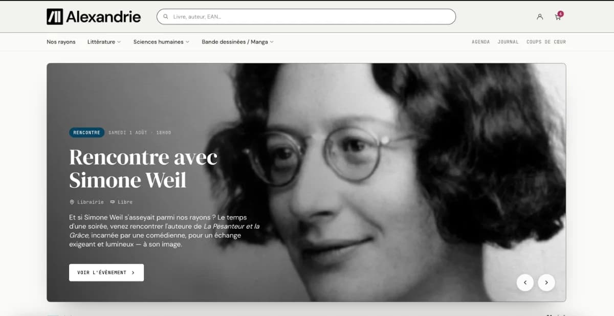 Fiche livre du thème Alexandrie pour Shopify